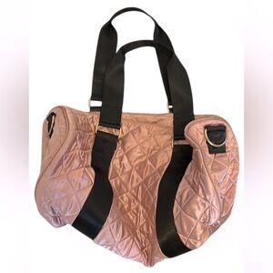 Pink and Black Quilted Shoulder Bag with Sturdy Straps